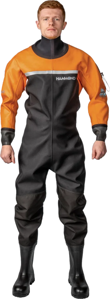 Hammond Industrial drysuit. Commercial river and lake maintenance drysuit.